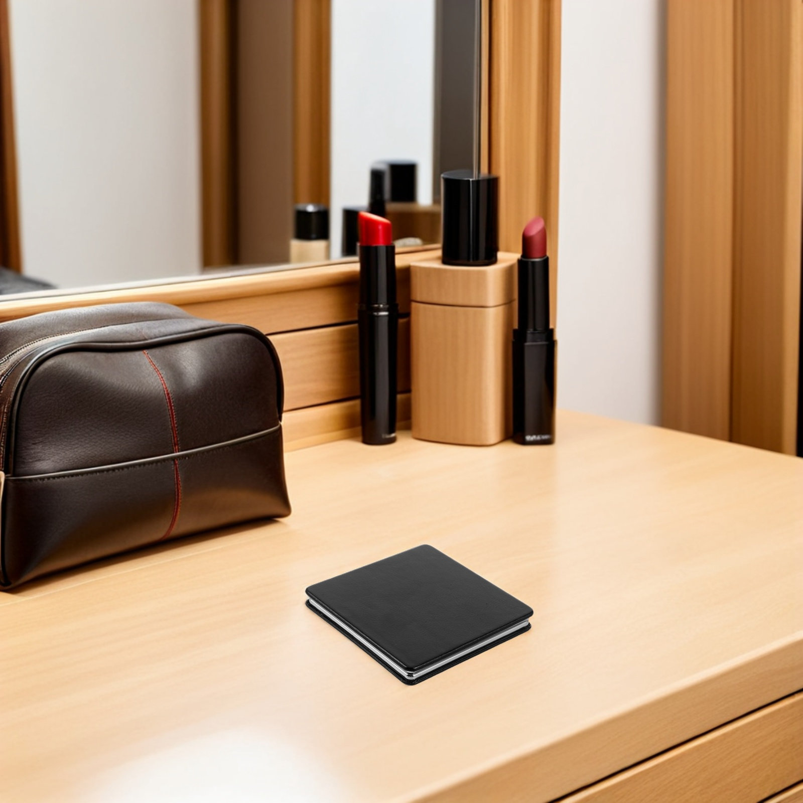 Men'S Grooming Makeup - Folding Compact Mirror 8Cm Portable Travel