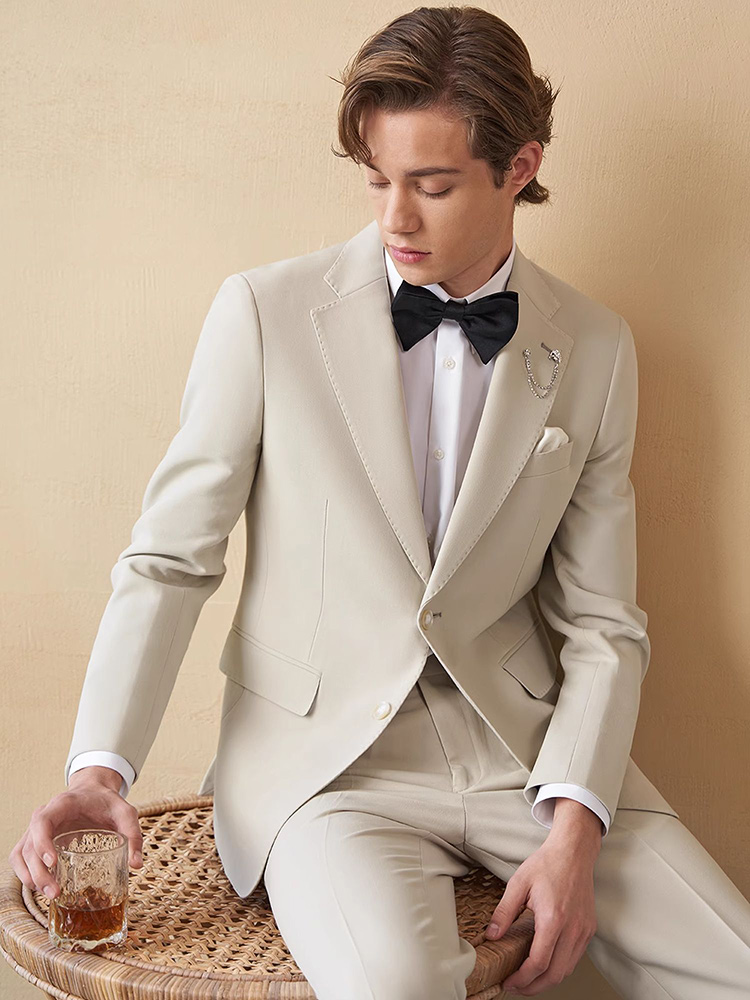Mens Suits Set Luxury Beige Kh - Young Men'S Grooming recensie en prijs