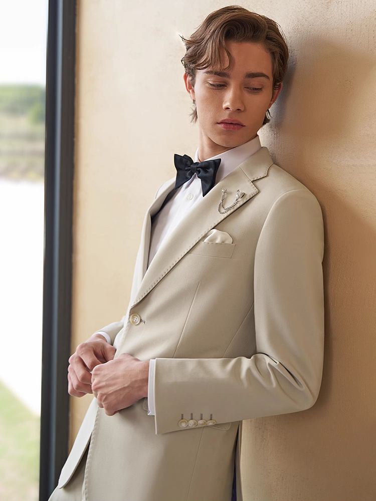 Mens Suits Set Luxury Beige Kh - Young Men'S Grooming recensie en prijs